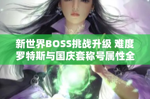 新世界BOSS挑戰升級 難度羅特斯與國慶套稱號屬性全面解析
