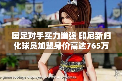 國足對手實力增強 印尼新歸化球員加盟身價高達765萬歐