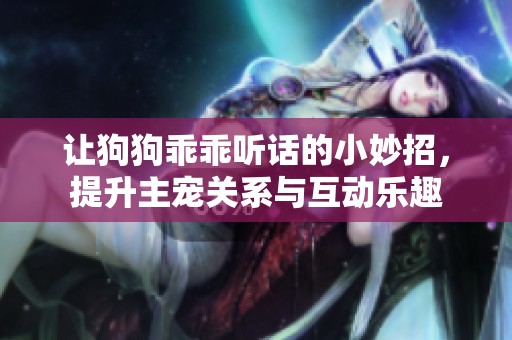 讓狗狗乖乖聽話的小妙招，提升主寵關(guān)系與互動樂趣