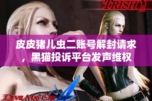 皮皮豬兒蟲二賬號解封請求，黑貓投訴平臺發聲維權