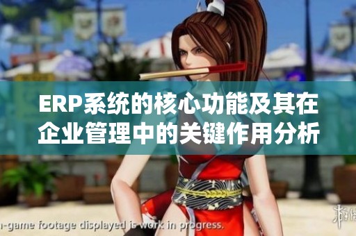 ERP系統的核心功能及其在企業管理中的關鍵作用分析